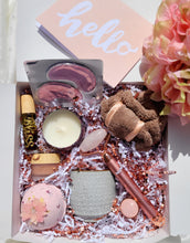 Load image into Gallery viewer, Rose Gold Giftbox: Luxury Spa Kit,  Pink Pamper Hamper, Vibrating Facial Roller, Self Care, Mom Gift, Spa Gift Set, Anniversary Gift Wife