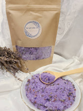 Load image into Gallery viewer, All Natural Lavender Bath Salts and Soy Crystal Candle: Bath Confetti, Relaxation Bath Salts