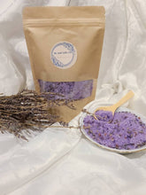 Load image into Gallery viewer, All Natural Lavender Bath Salts and Soy Crystal Candle: Bath Confetti, Relaxation Bath Salts