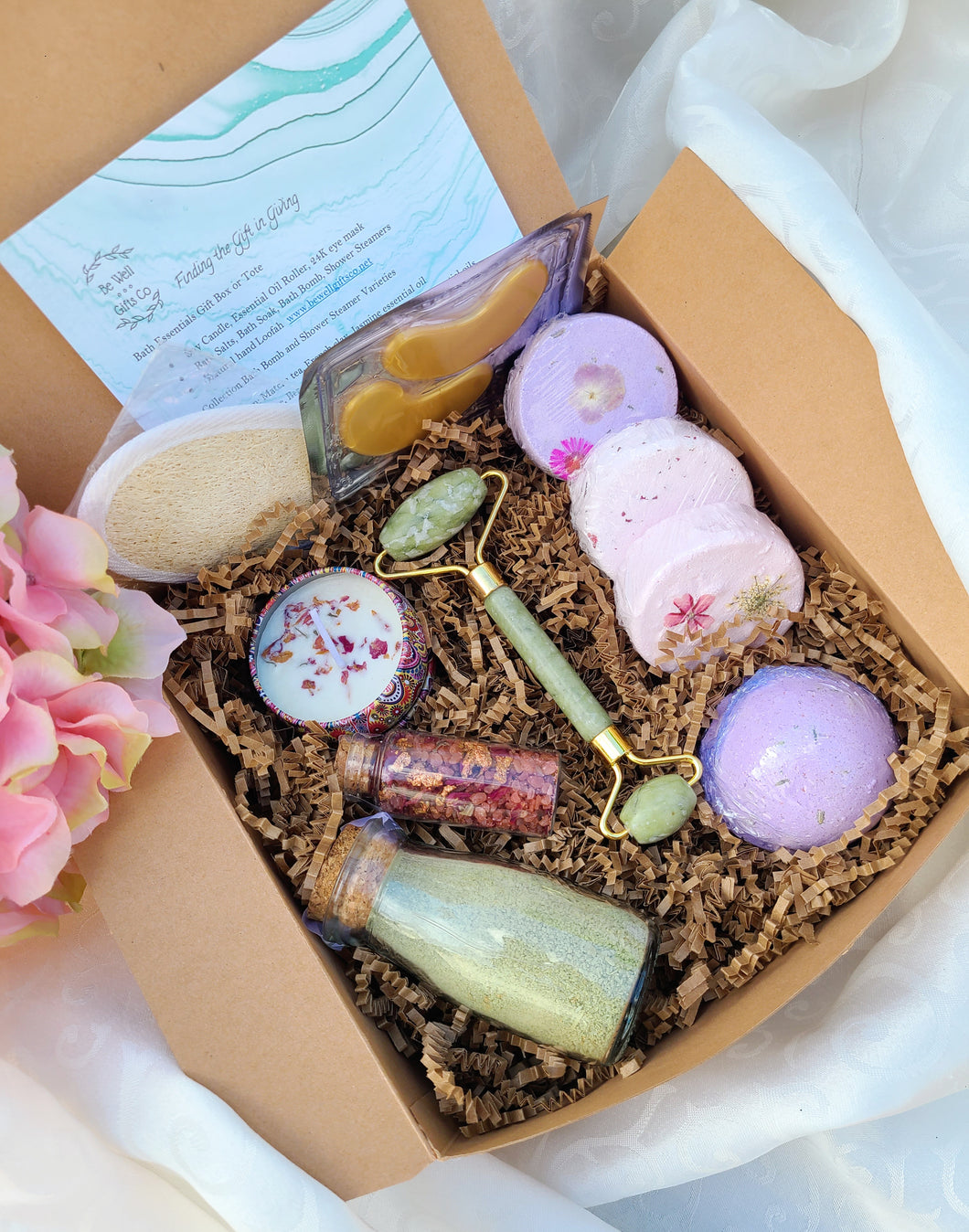 Bath Essentials Spa Gift Set Spa Kit: Selfcare, Bath Salts, Shower Steamer, Bath Confetti