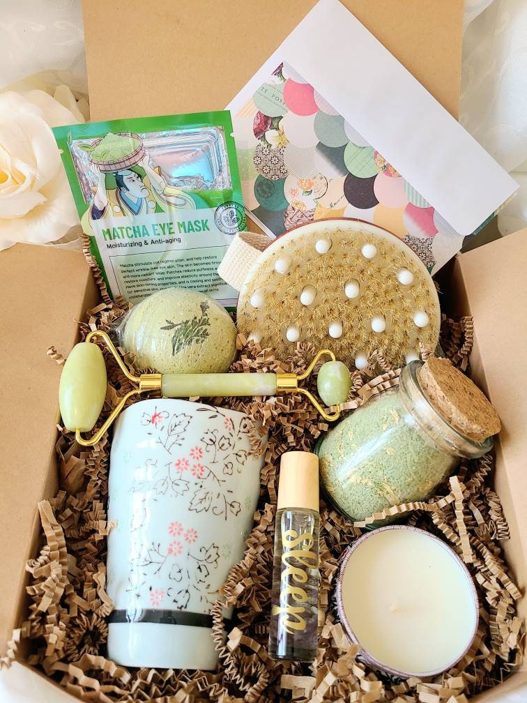 Matcha Tea Set & French Clay Detox Spa Gift box: Sympathy Gift, Bridal Shower Gift, Selfcare Gift